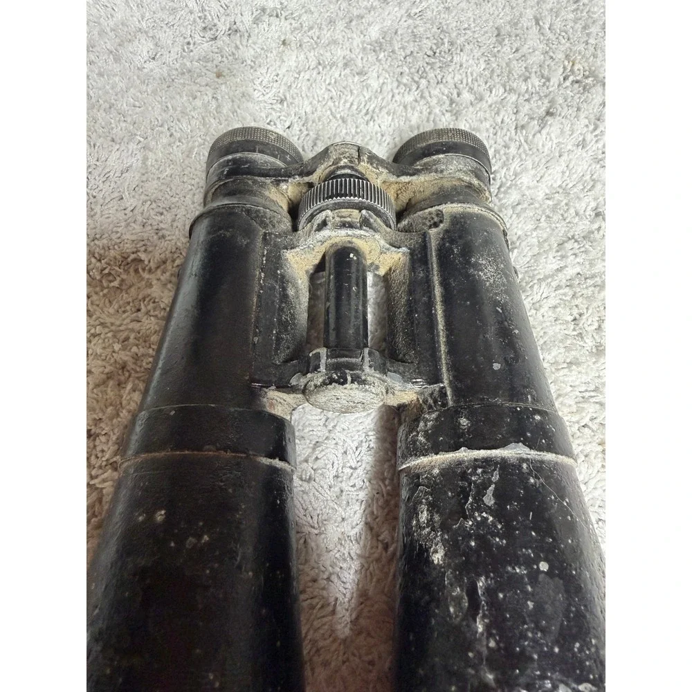 Vintage Black‎ Metal Long Barrel Field Binoculars Industrial Decor Prop WWII?